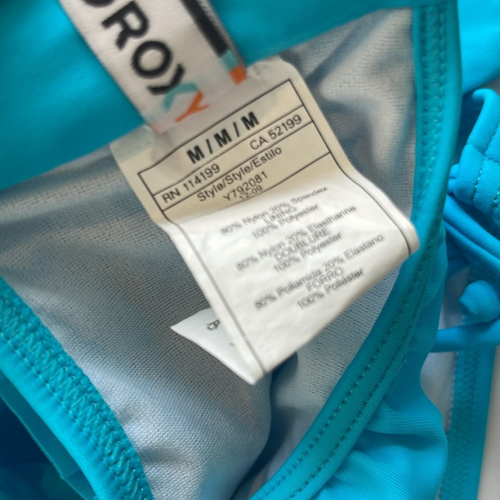 Roxy Turquoise Ruffle Bikini Set Kids Size Medium - Picture 3 of 4